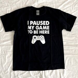 NWOT "I Paused My game To Be Here" Black T-shirt Boys Medium